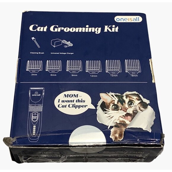 Oneisall Cat Grooming Kit Clippers Scissors Comb Hair Trimmer Set Quiet Shaver - Picture 13 of 13